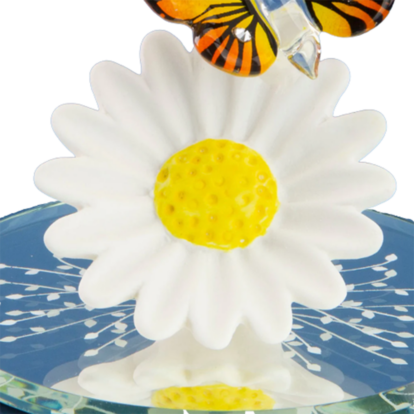 Glass Baron Butterfly and Daisy Collectible Figurine