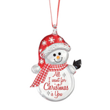 Snowman Ornament "All I Want is You" Handcrafted Snowman Christmas Decor