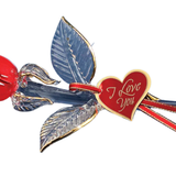 Red and Gold Rose Glass Figurine with “I Love You” Message Handcrafted Gift