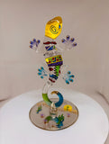 Climbing Gecko Figurine | Handcrafted Colorful Glass Lizard Art Decor