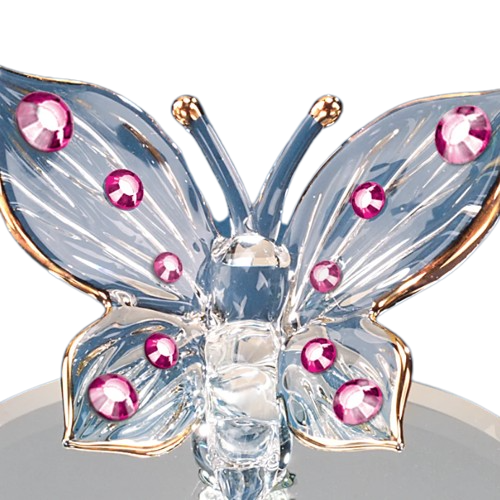 Butterfly with Pink Crystal Glass Handcrafted Figurine