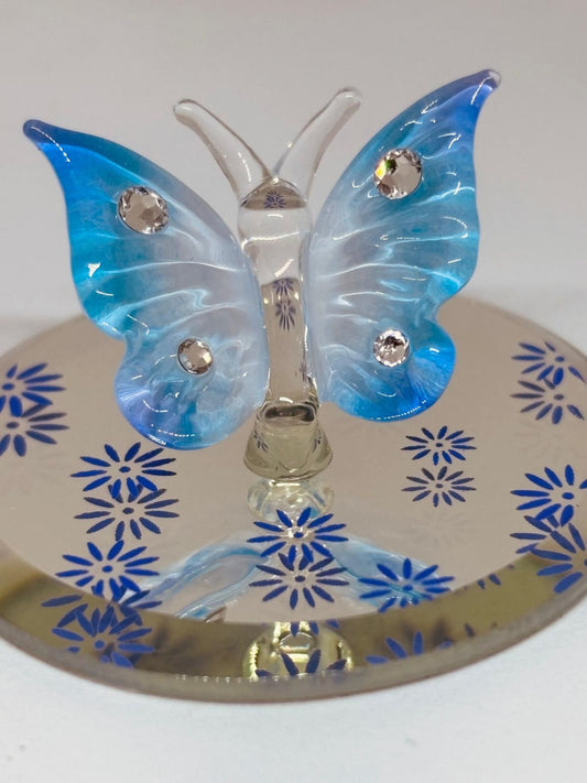 Blue Glass Butterfly Figurine | Handcrafted Nature-Inspired Decor