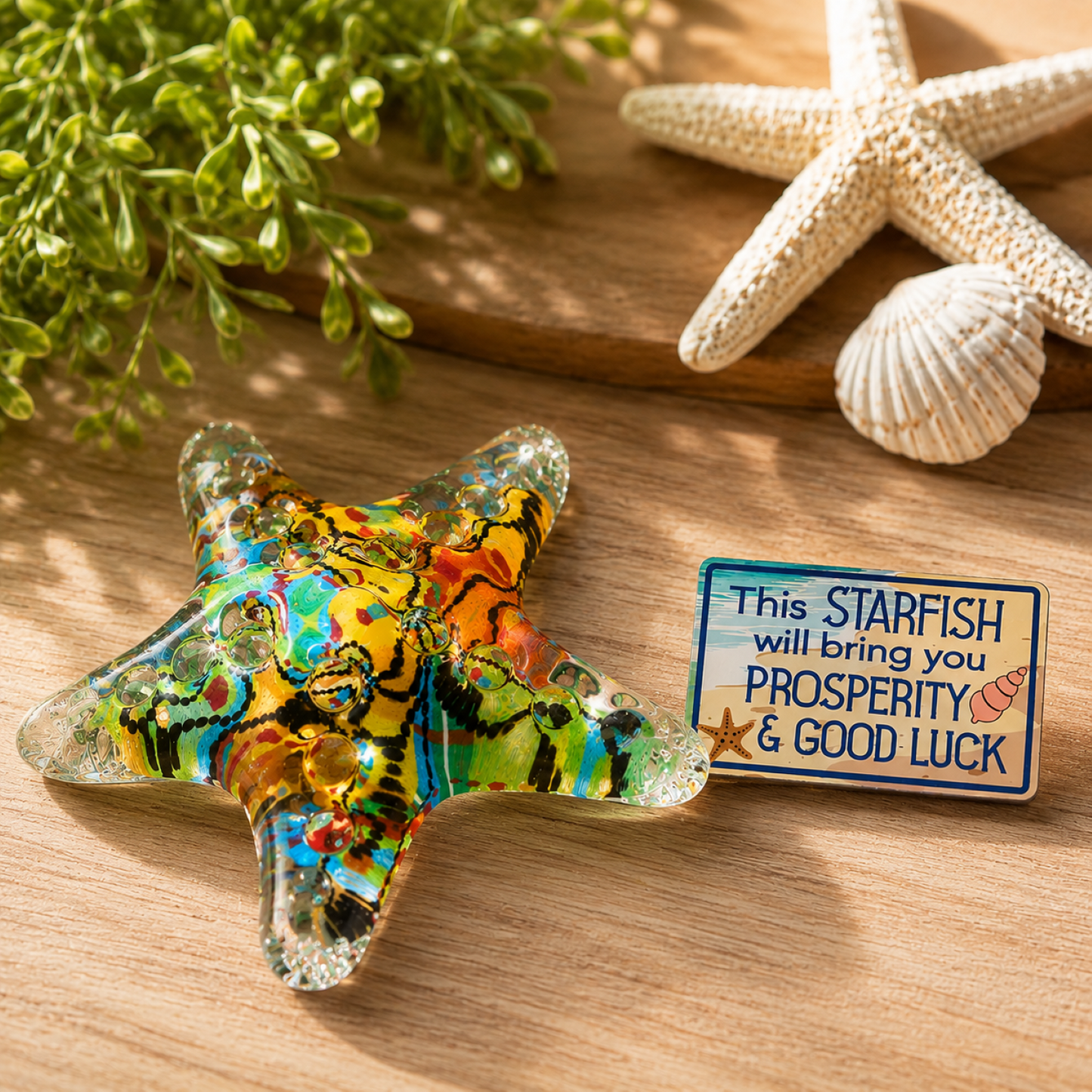 Tropical Beach Starfish Glass Figurine – Handcrafted Ocean Decor Gift