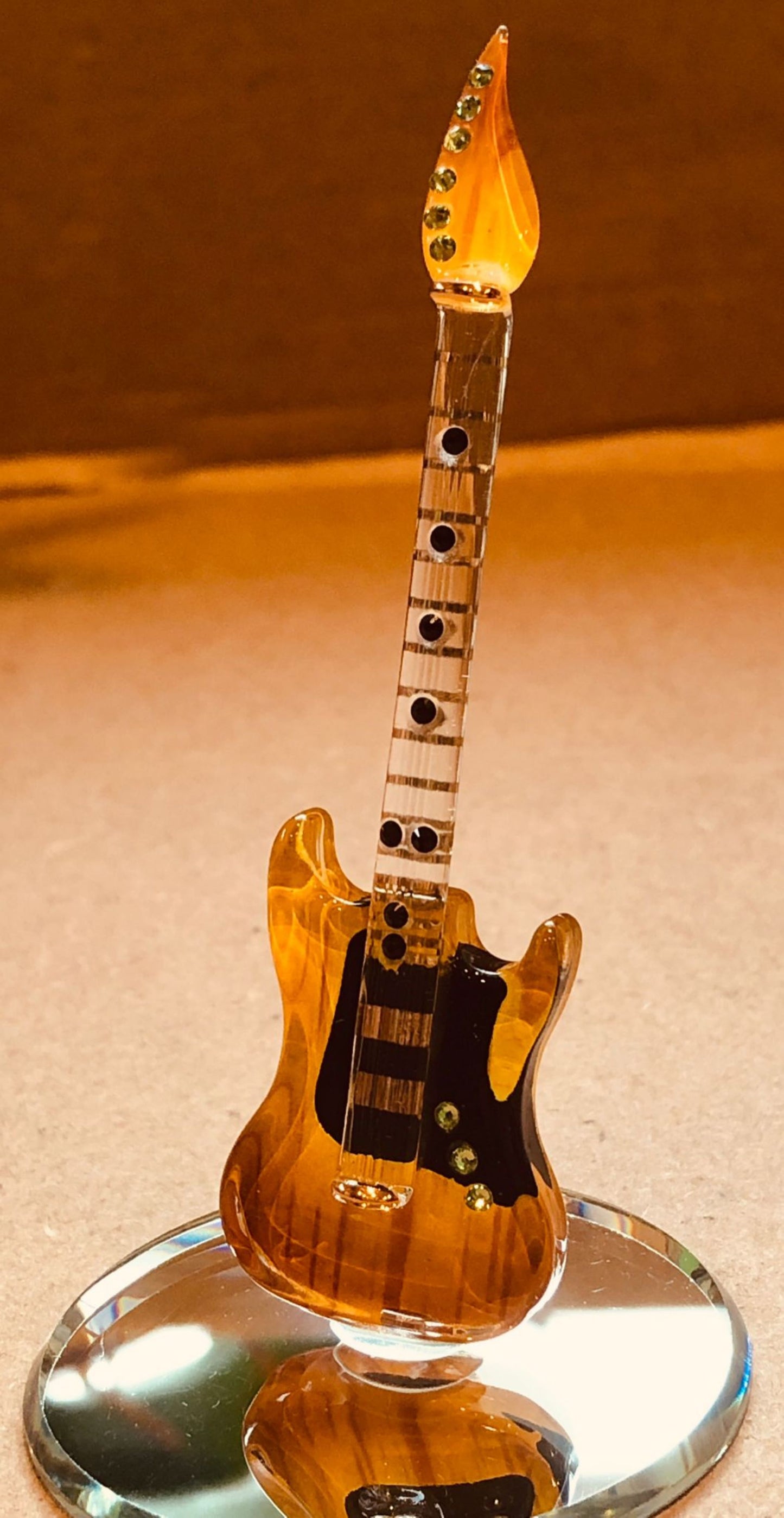 Electric Guitar Glass Figurine Gift | Music Lover Collectible Home Decor