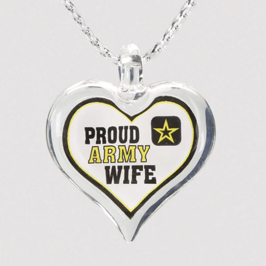Army Wife Necklace, Army Spouse Necklace, Heart Necklace, Necklace Gift for Wife, Christmas Gift for Wife, Anniversary Gift, Mother's Day Gift