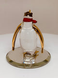 Playful Glass Penguin Figurine Handcrafted with Gold Accents