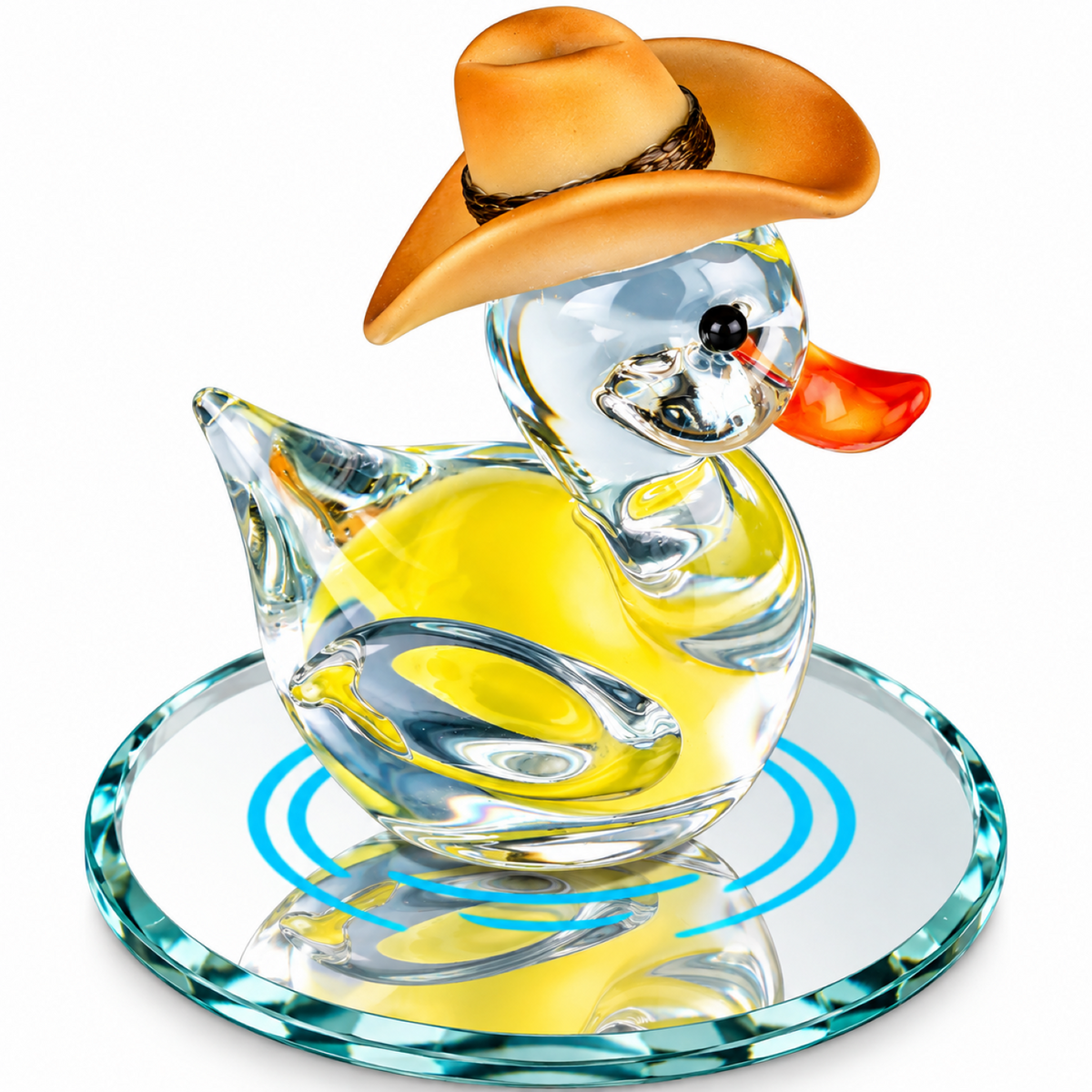 Glass Duck Figurine with Cowboy Hat, Country Decor, Duck Lover Gift