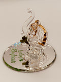 Lucky Elephant Glass Figurine | Handcrafted Elephant Decor with Clover and Crystal Eyes