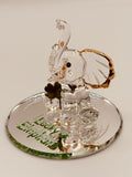 Lucky Elephant Glass Figurine | Handcrafted Elephant Decor with Clover and Crystal Eyes