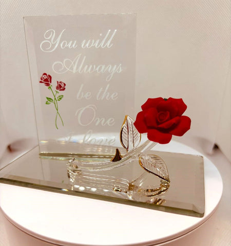 Rose "One I Love" Glass Figurine | Handcrafted Romantic Gift