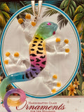Island Gypsy Gecko Ornament | Handcrafted Colorful Glass Lizard with Crystal Eyes
