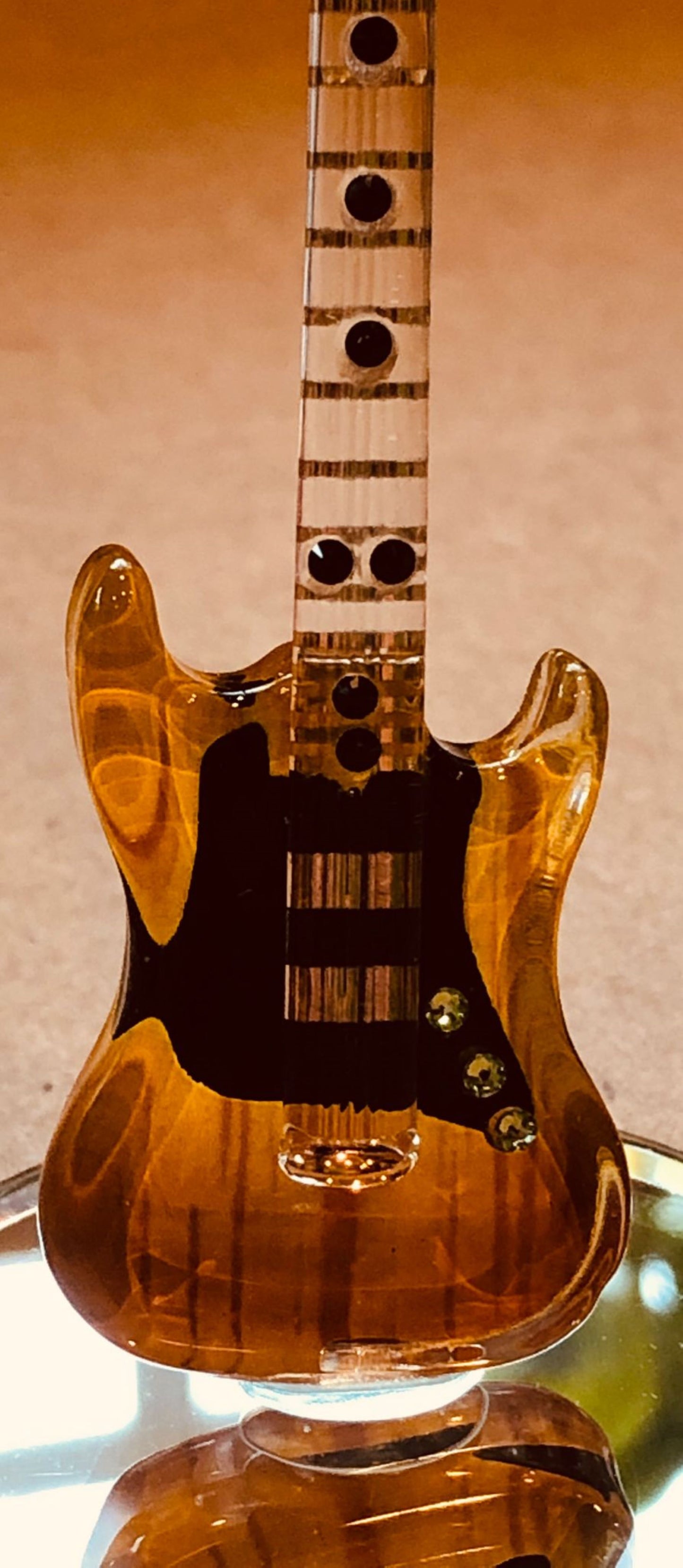 Electric Guitar Glass Figurine Gift | Music Lover Collectible Home Decor