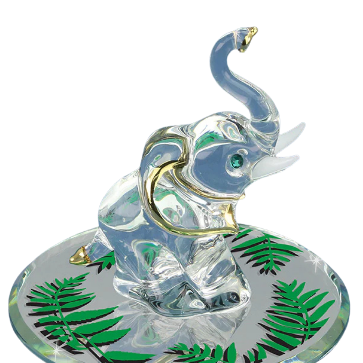 Elephant in the Wild Figurine with Crystals and 22Kt Gold Handcrafted Glass