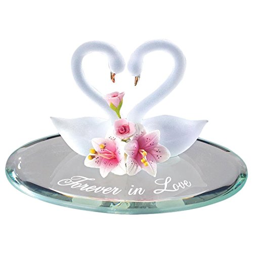Swan Pair Forever in Love Glass Figurine | Handcrafted Romantic Gift