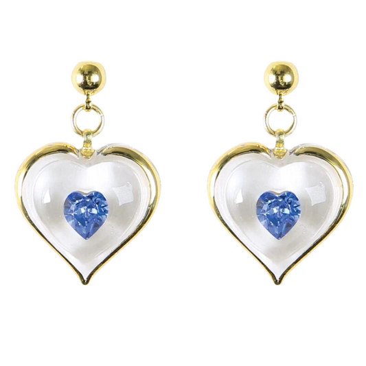 September Birthstone Earrings Blue Heart Crystal Studs for Her
