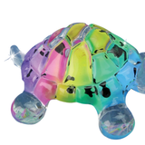 Snow Cone Turtle Figurine Handcrafted Glass Collectible with Blue Crystal Eyes