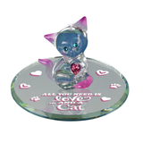 Love and a Cat Figurine Handcrafted Pink Cat with Heart Crystal