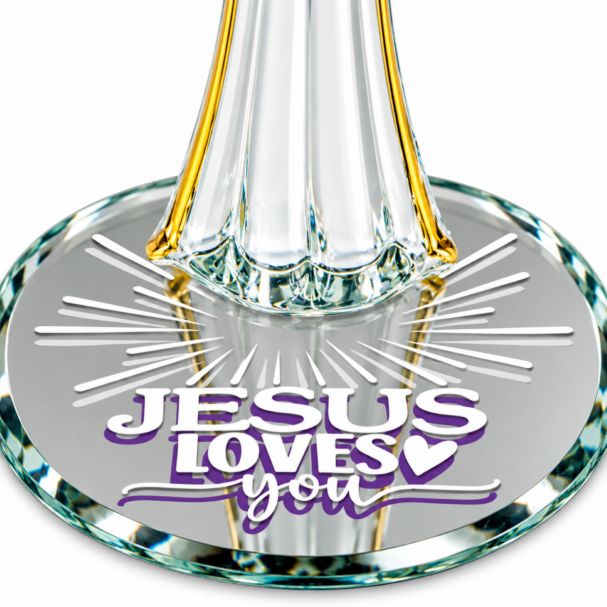 Jesus Glass Figurine, Christian Gift, Jesus Loves You Religious Decor