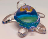 Baby Aloha Sea Turtle Figurine with Crystal Accents Handcrafted Glass Collectible