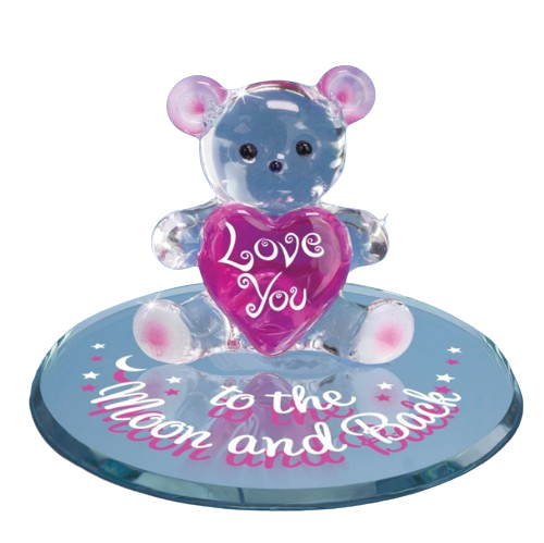 Mother's day Gift, Love You To the Moon & Back, I Love You Mom, Handcrafted Glass Bear Figurine, Animals Bear Gift, Gifts for Wife