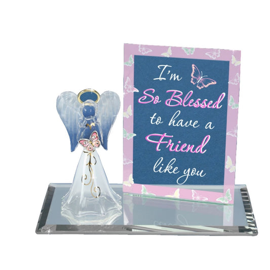 So Blessed Friend Angel Figurine | Glass Friendship Gift with Message
