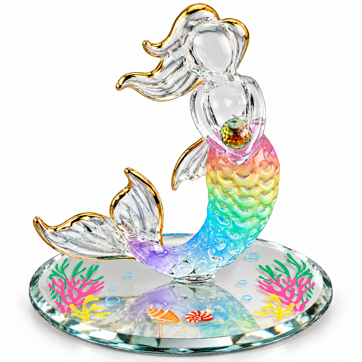 Mermaid Glass Figurine, Handcrafted Ocean Decor, Mermaid Lover Gift