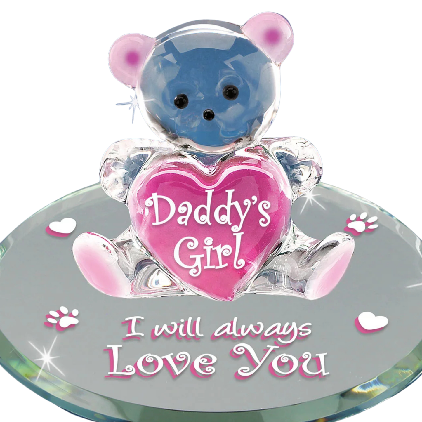 Bear Figurine "Daddy's Girl" with Heart Handcrafted Glass Collectible Gift