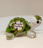 Lucky Green Turtle Figurine | Handcrafted Glass Turtle with Crystal Eyes