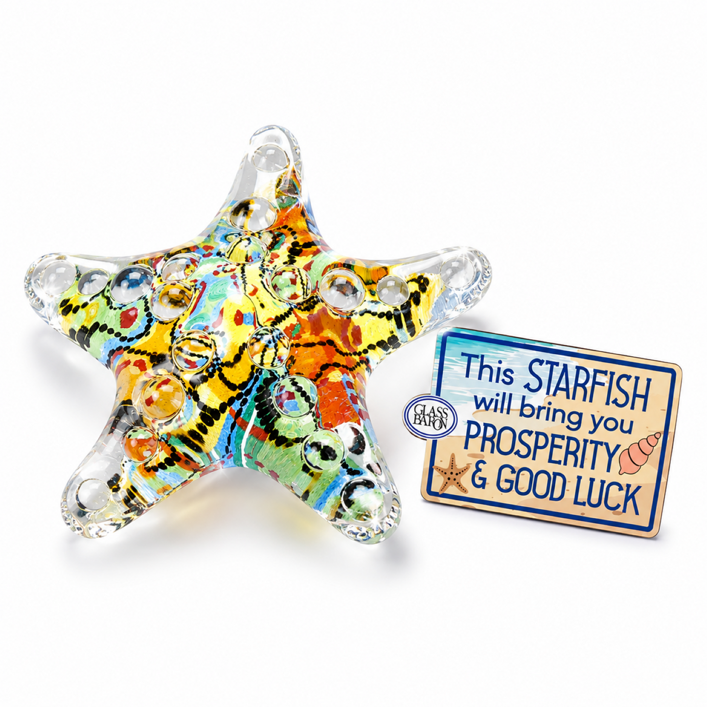 Tropical Beach Starfish Glass Figurine – Handcrafted Ocean Decor Gift