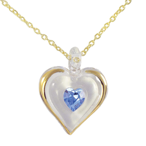 Glass Baron March Birthstone Heart Necklace