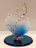 Mermaid on Blue Coral Glass Figurine | Crystal Ocean Mermaid Fantasy Décor