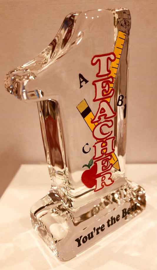Teacher Appreciation Gift Figurine Handcrafted Teachers Gift Office Classroom Glass Decor