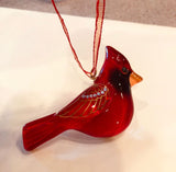 Glass Cardinal Ornament Handcrafted Cardinal Figurine Holiday Gift