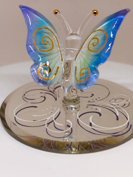 Blue Breeze Butterfly Figurine | Handcrafted Glass Butterfly Decor