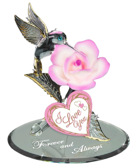 Pink Rose & Hummingbird Figurine, Forever & Always Flower Gift, Mother's Day Gift, Anniversary Gift, Wedding Gift, Home Decor