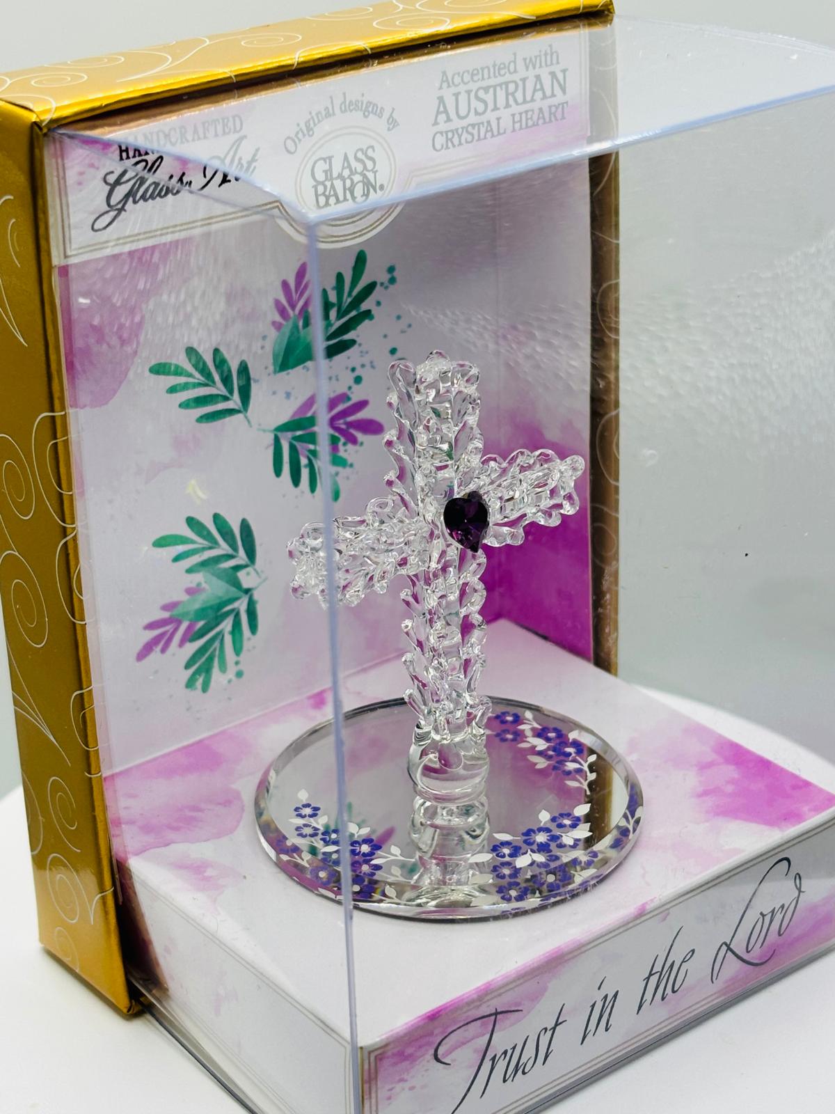 Christian Cross Glass Art Gift Box – Faith Decor, Religious Gift, Trust in the Lord