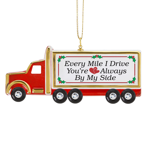 Holiday Hauler Truck Ornament | Glass Red Truck Gift with Message