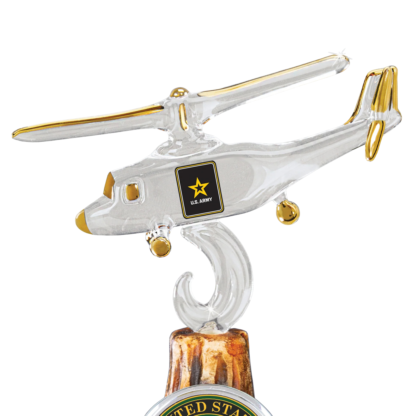 U.S. Army Helicopter Glass Figurine Gift | Military Aviation Collectible Decor