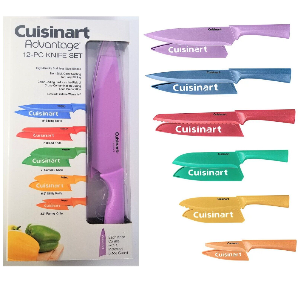 Kitchen Knife Set 12-Piece with Blade Guards, Multicolor Cuisinart