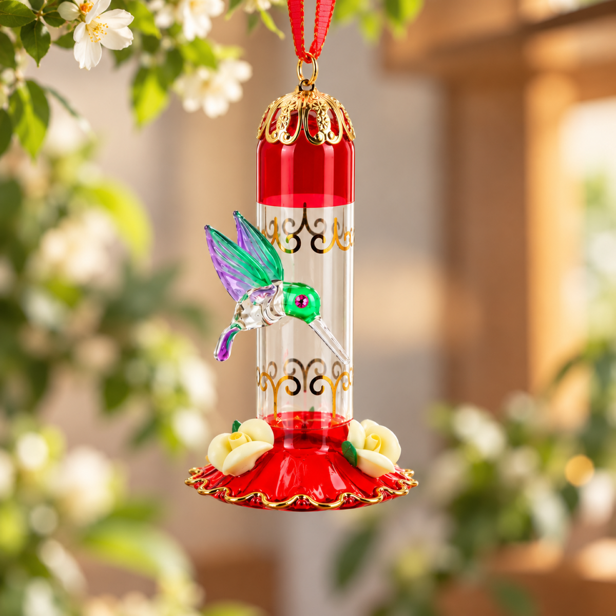 Glass Baron Hummingbird Feeder Ornament