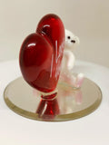 Glass Bear Figurine I Love You Bear Romantic Gift for Her, Handcrafted Glass Art Decoration