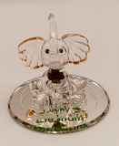 Lucky Elephant Glass Figurine | Handcrafted Elephant Decor with Clover and Crystal Eyes