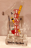 Teacher Appreciation Gift Figurine Handcrafted Teachers Gift Office Classroom Glass Decor