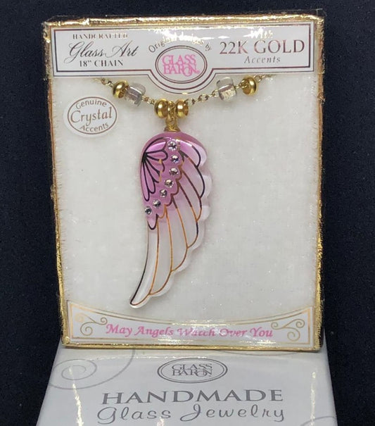 Pink Angel Wings Necklace, Handcrafted Wings Pendant, Best Gift for Her