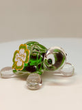 Lucky Green Turtle Figurine | Handcrafted Glass Turtle with Crystal Eyes