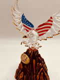 Patriotic Eagle Glass Figurine | USA Flag Wings American Pride Display Decor