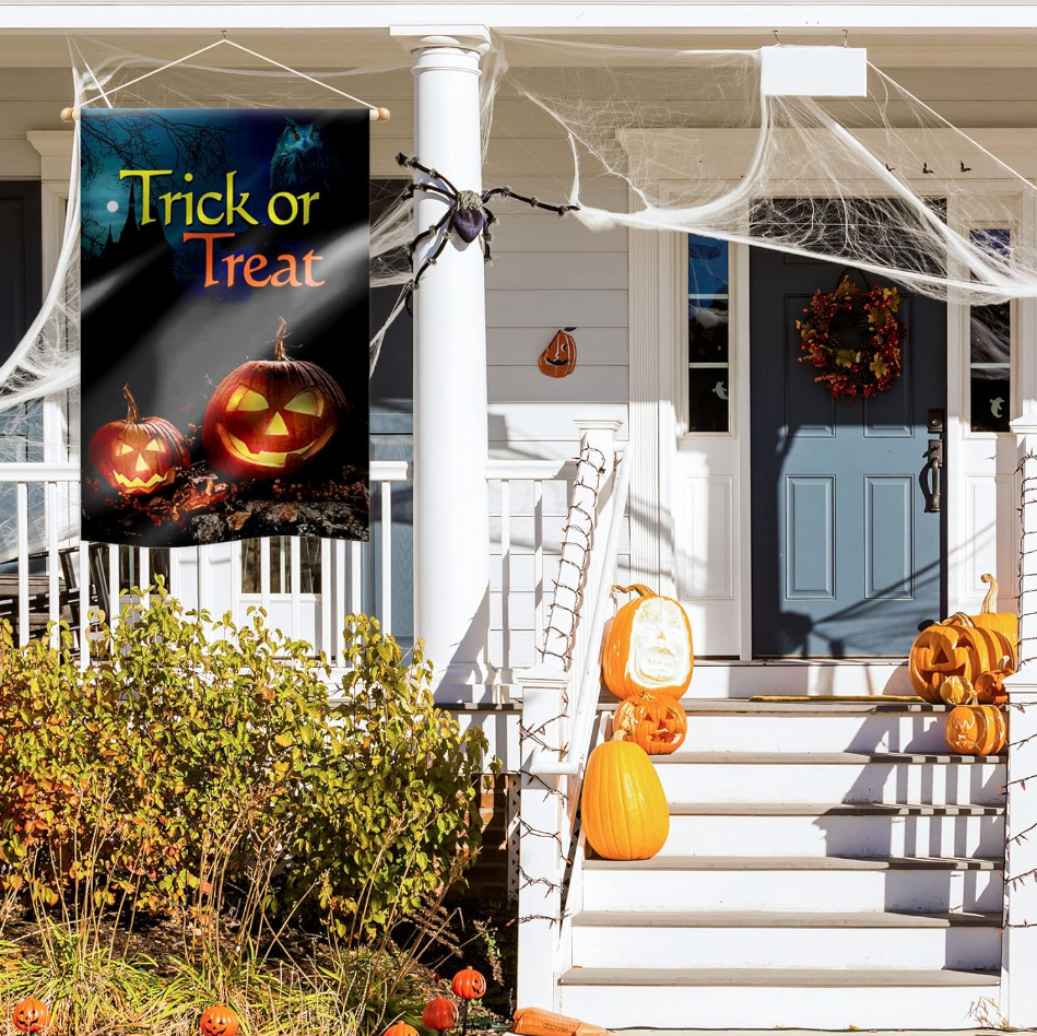 Morigins Jack Pumpkin Scary Halloween Double Sided Decorative House Flag 28"x40"