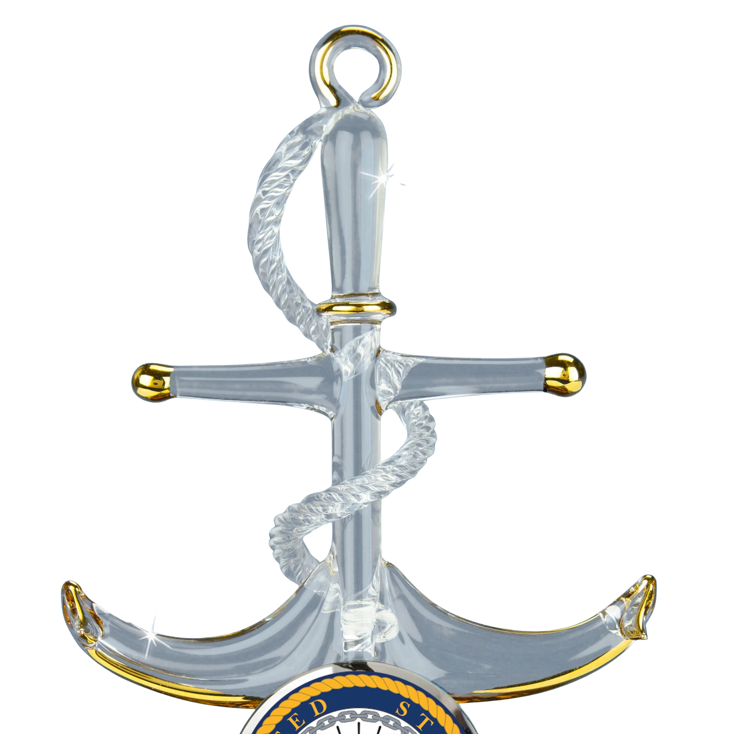 U.S. Navy Glass Anchor Figurine Gift | Military Nautical Collectible Decor