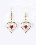 Red Heart Dangle Earrings, 22kt Gold Earrings, Jewelry Holiday Gift for Her