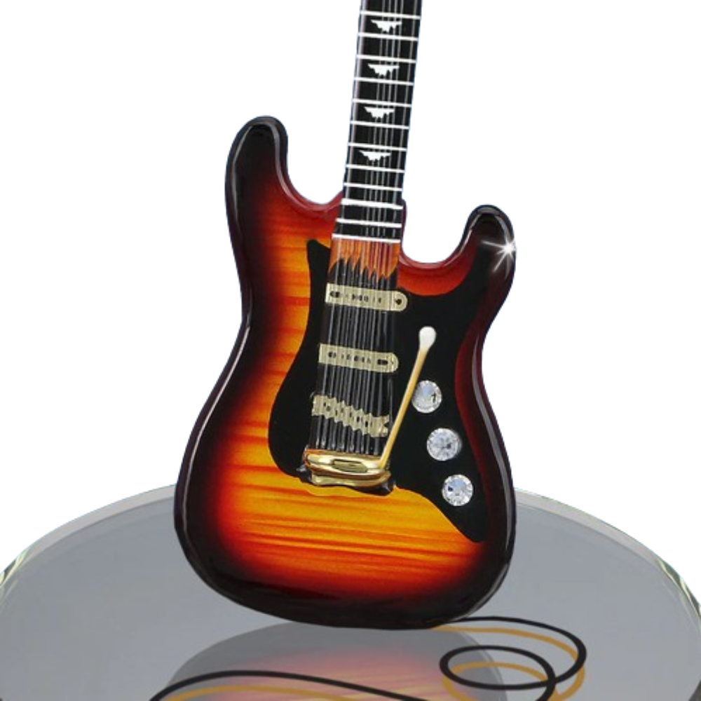 Vintage Tobacco Guitar Figurine Handcrafted Glass Music Collectible